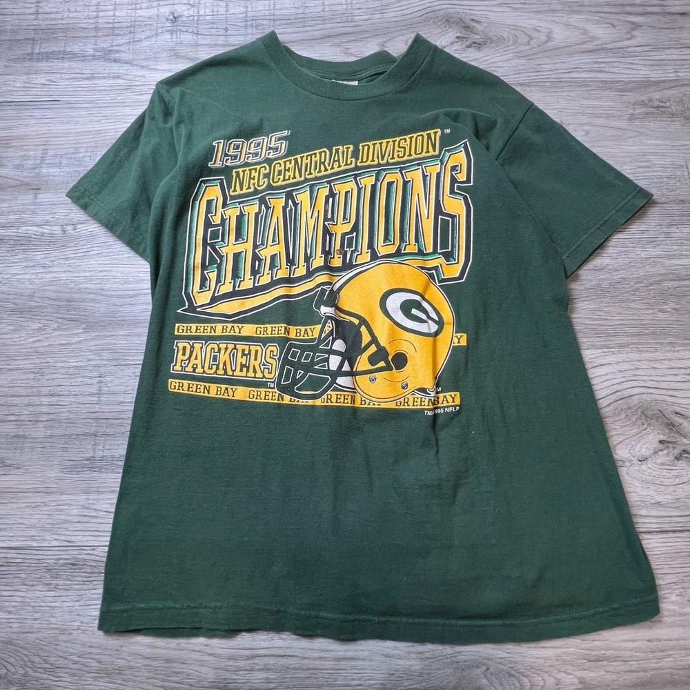 Logo 7 Green Bay Packers T-Shirt Mens Medium Green 1995 NFC Champions Vintage